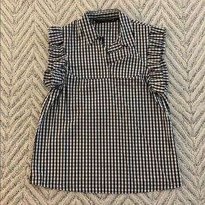 Sleeveless Black & White Checkered Top
